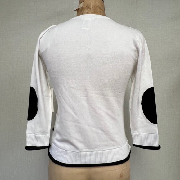 NWT Deadstock 2000s Coquette Color Blocked Elbow Patch Cardigan Sweater XLarge - Picture 4 of 4